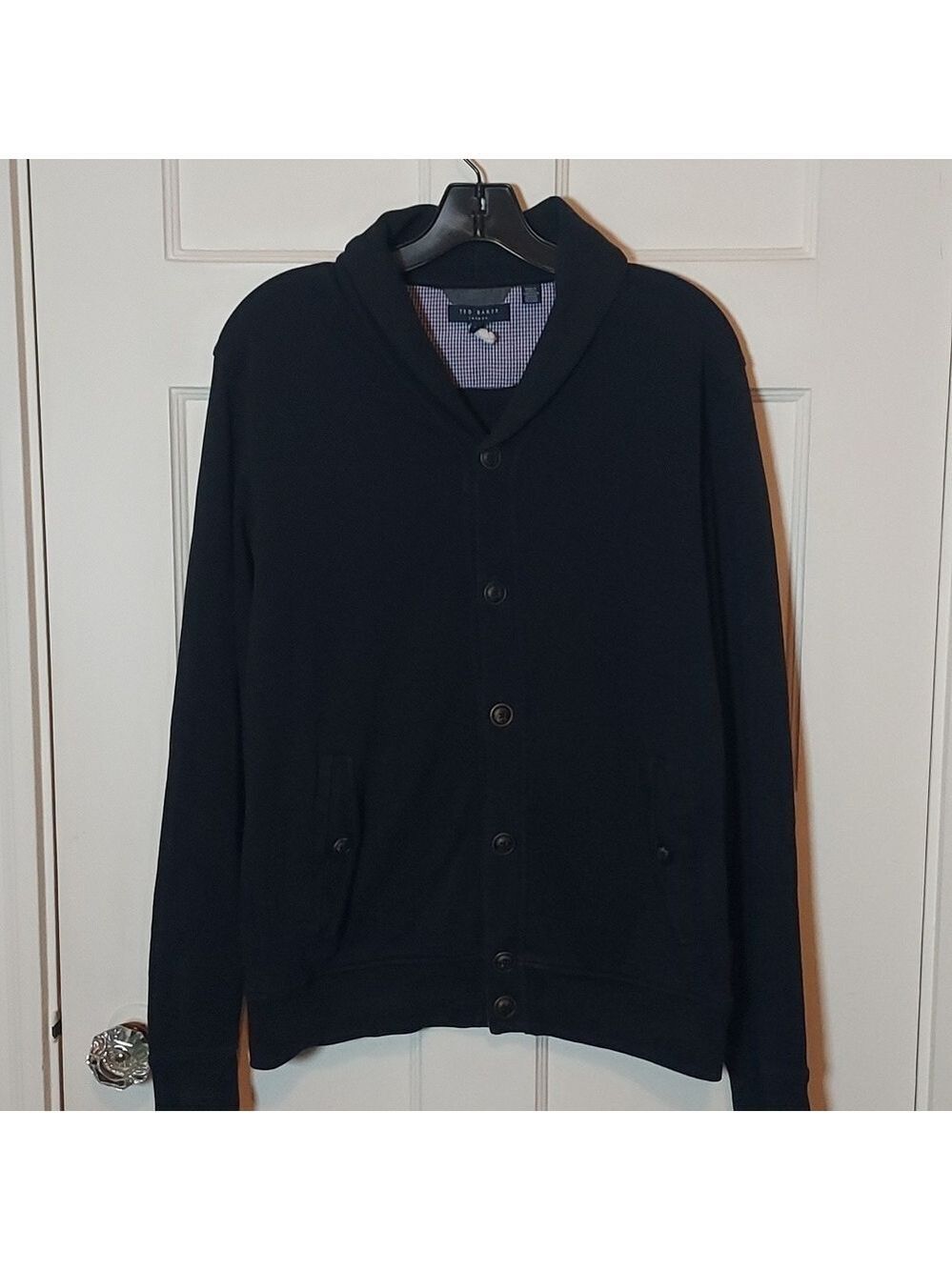 Ted Baker London Mens Navy Jersey Shawl Collar Cardigan